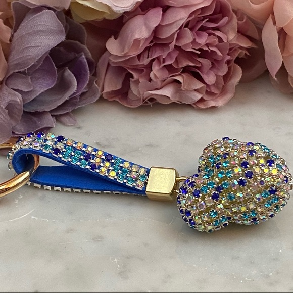 Chic Multicolor Blue Crystal & Leather Mickey Mouse Keychain - Picture 8 of 14
